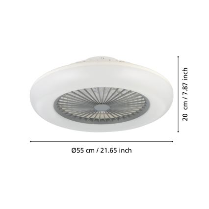 Eglo - LED dimbare plafondventilator 3xLED/12,6W/230V 2700-6500K Ø 55 cm grijs + afstandsbediening