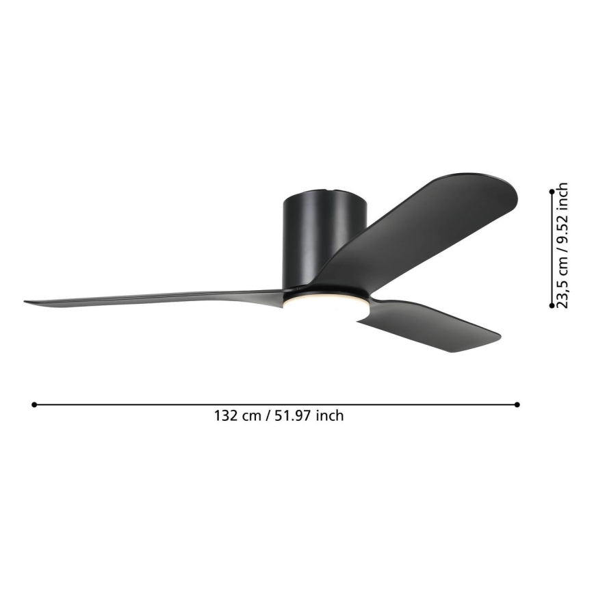 Eglo - Dimbare LED-plafondventilator LED/17W/230V Ø 132 cm zwart + afstandsbediening