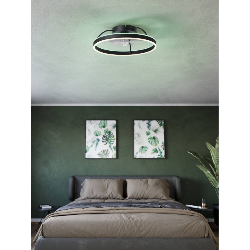 Eglo - Ventilateur de plafond LED RGBW dimmable LED/36W/230V 3000-6500K Ø 50 cm noir + télécommande