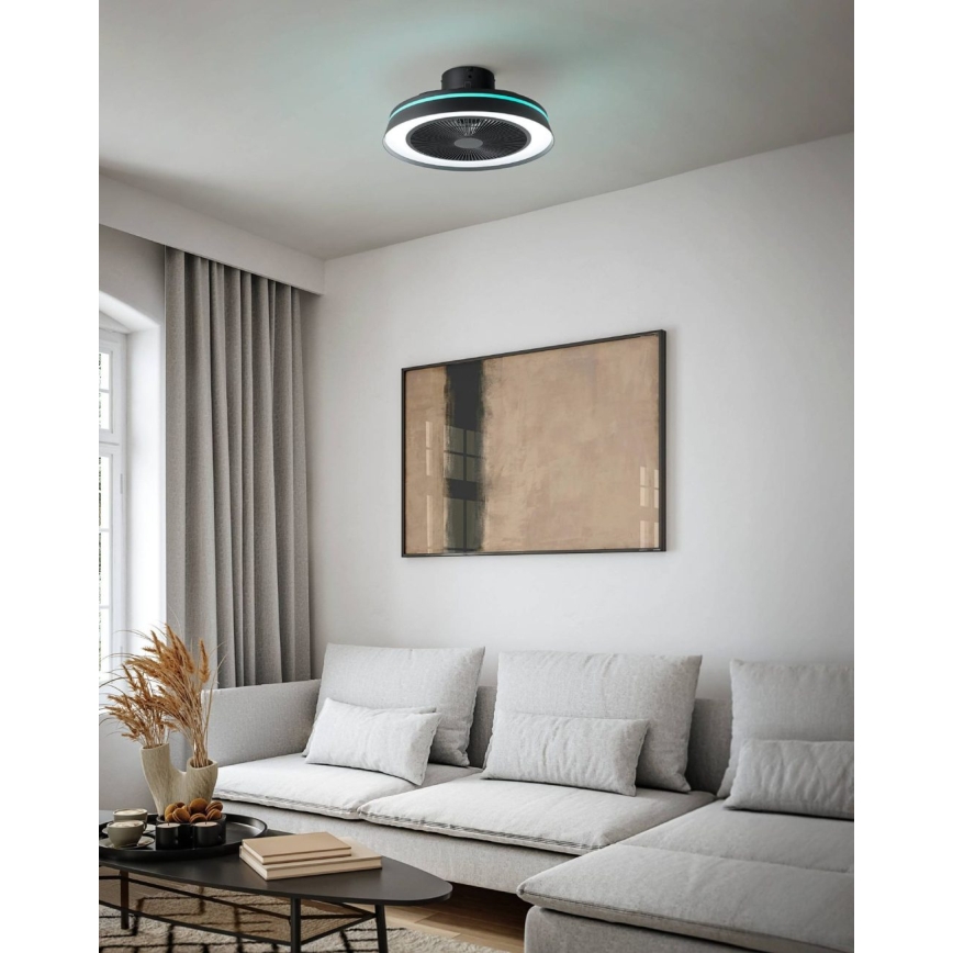 Eglo - LED RGBW dimbare plafondventilator 3xLED/8,5W/230V+LED/6W 2700-6500K Ø 48 cm zwart + afstandsbediening