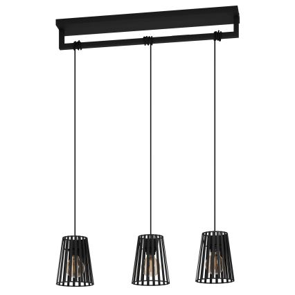 Eglo - Hanglamp aan een koord 3xE27/40W/230V zwart