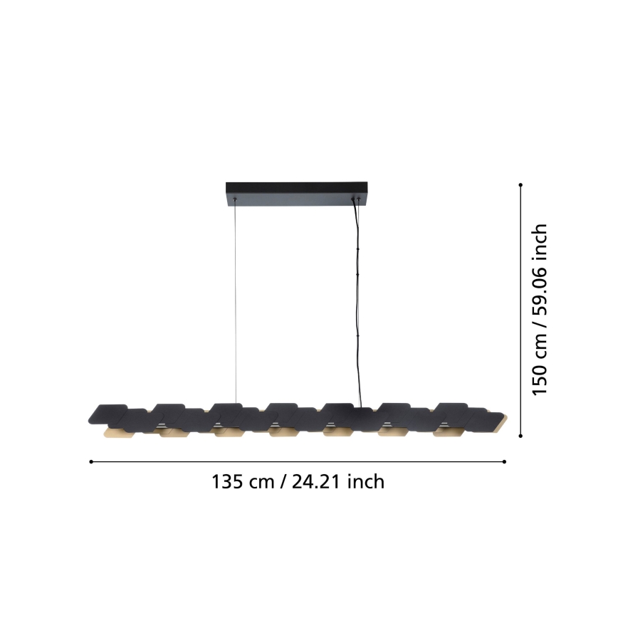Eglo - Suspension filaire à intensité variable LED/44W/230V 3000K noir/doré
