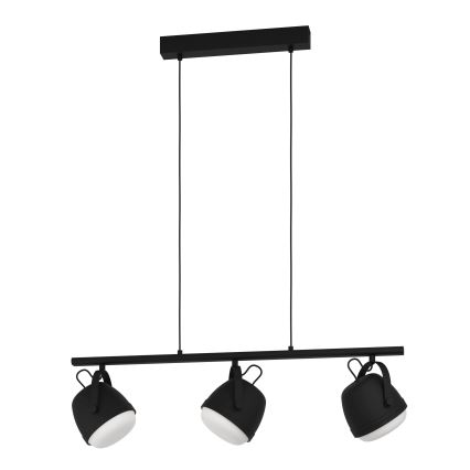 Eglo - Hanglamp aan een koord 3xE27/28W/230V zwart