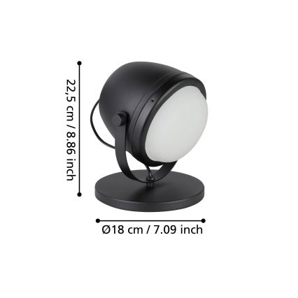 Eglo - Tafellamp 1xE27/28W/230V zwart
