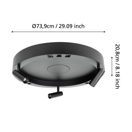 Eglo - Plafonnier à intensité variable 3xLED/8W/230V + 3xLED/8,5W 3000K noir + Télécommande