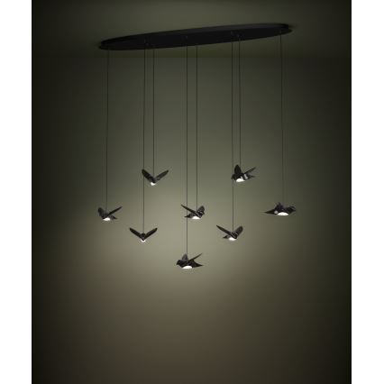 Eglo - Suspension filaire à intensité variable 8xLED/4,2W/230V 3000K noir