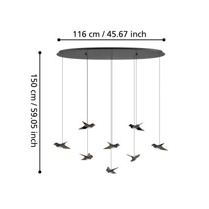 Eglo - Suspension filaire à intensité variable 8xLED/4,2W/230V 3000K noir