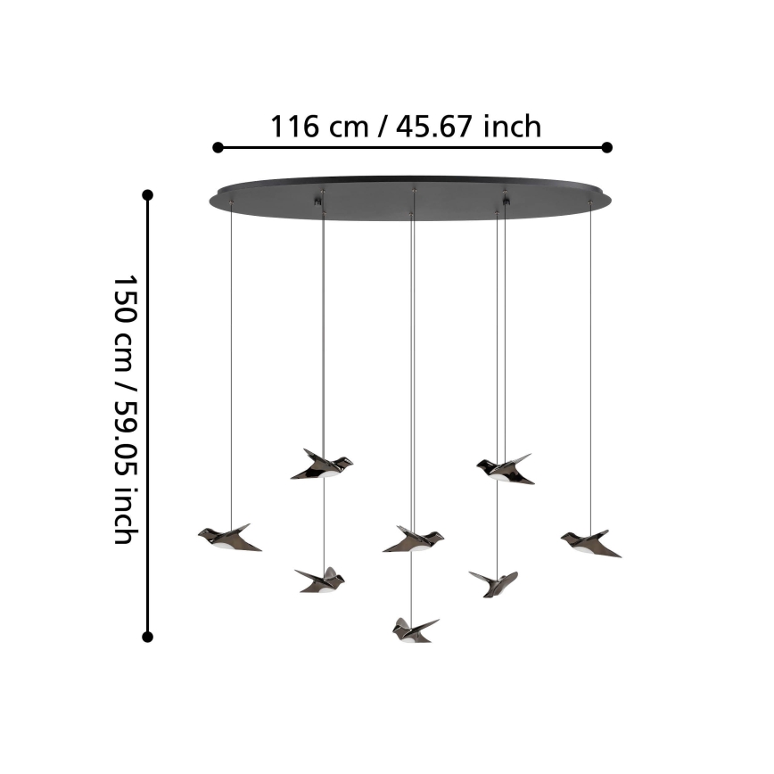 Eglo - Suspension filaire à intensité variable 8xLED/4,2W/230V 3000K noir