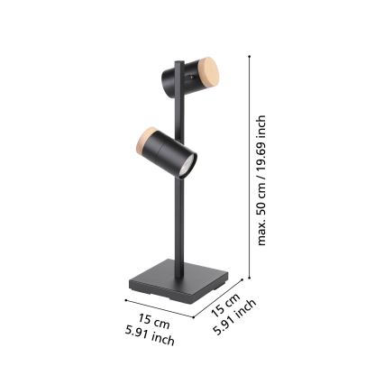 Eglo - LED Tafellamp 2xGU10/4,5W/230V 3000K zwart/bruin