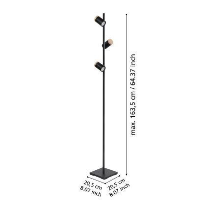Eglo - Lampadaire 3xGU10/4,5W/230V 3000K noir/marron