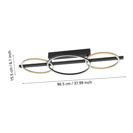 Eglo - Plafonnier à intensité variable 2xLED/12,5W/230V + LED/15,5W 3000K noir