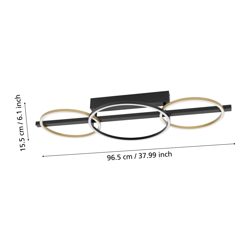 Eglo - Plafonnier à intensité variable 2xLED/12,5W/230V + LED/15,5W 3000K noir