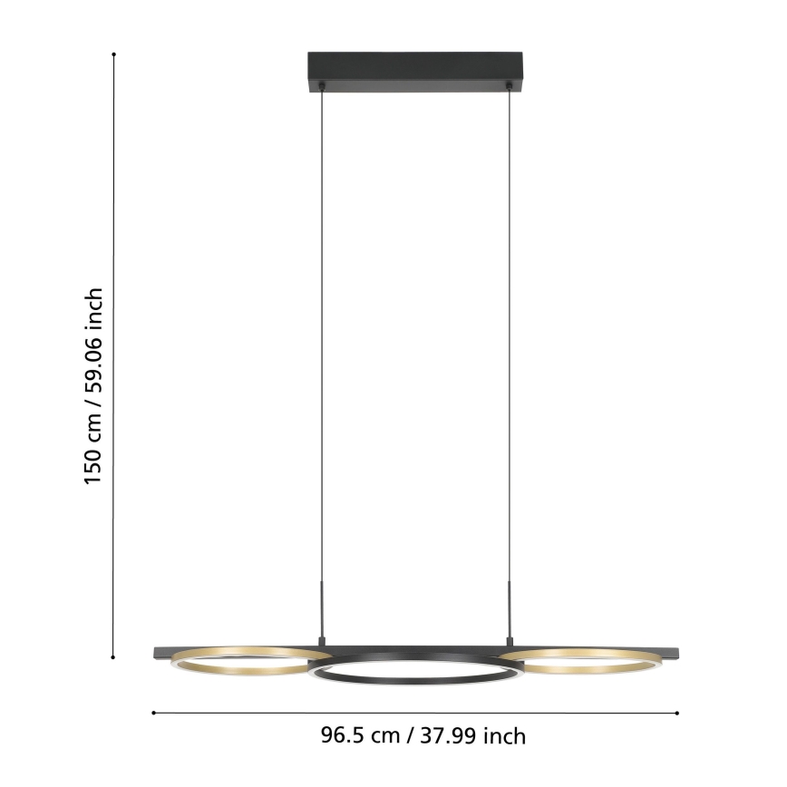 Eglo - Dimbare LED hanglamp aan een koord 2xLED/12,5W/230V + LED/15,5W 3000K zwart