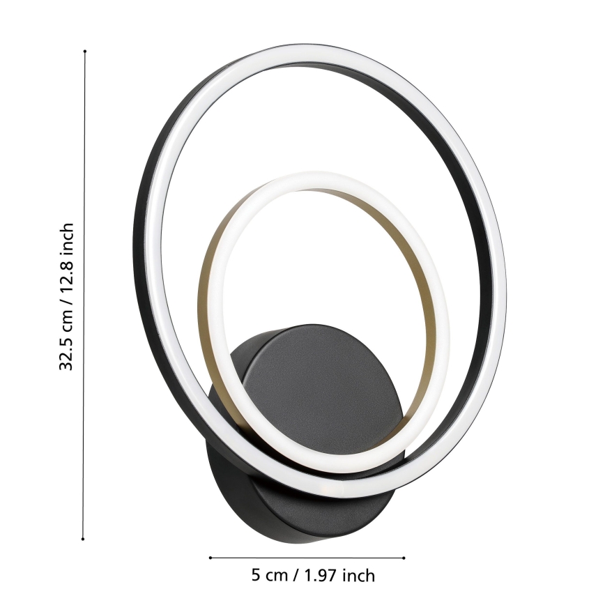 Eglo - Applique murale LED/12W/230V 3000K + 4xLED/2,1W 3000K noir