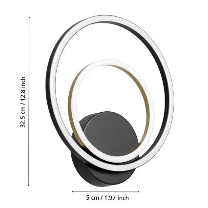 Eglo - LED wand verlichting LED/12W/230V 3000K + 4xLED/2,1W 3000K zwart
