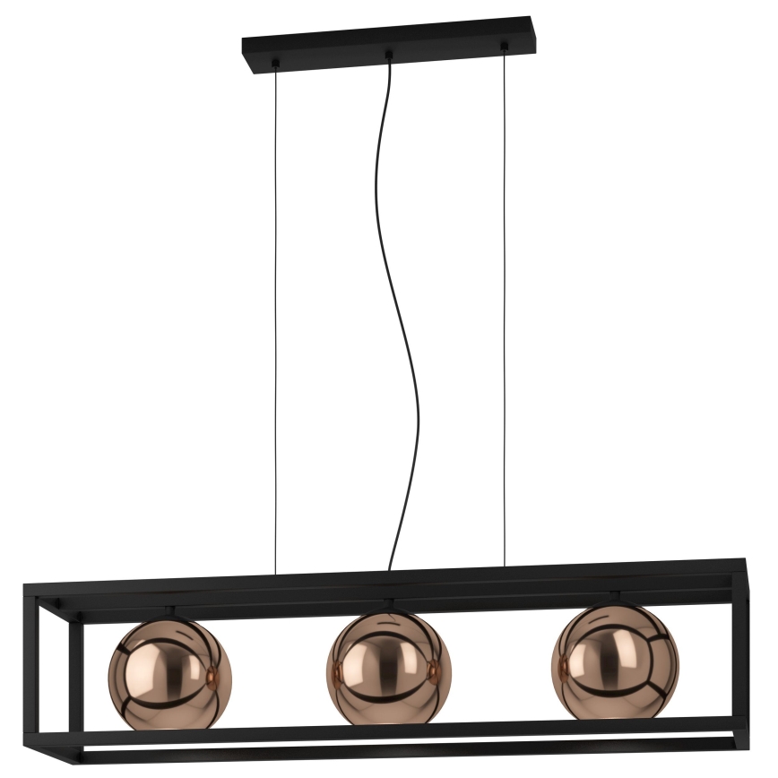 Eglo - Suspension filaire 3xE27/40W/230V cuivre/noir