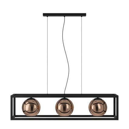Eglo - Suspension filaire 3xE27/40W/230V cuivre/noir