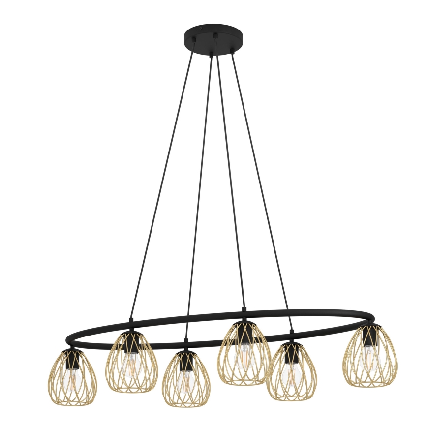 Eglo - Suspension filaire 6xE27/40W/230V noir/doré