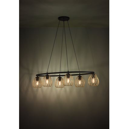 Eglo - Suspension filaire 6xE27/40W/230V noir/doré