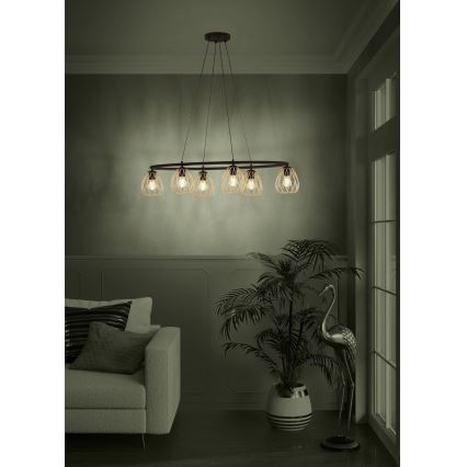 Eglo - Suspension filaire 6xE27/40W/230V noir/doré