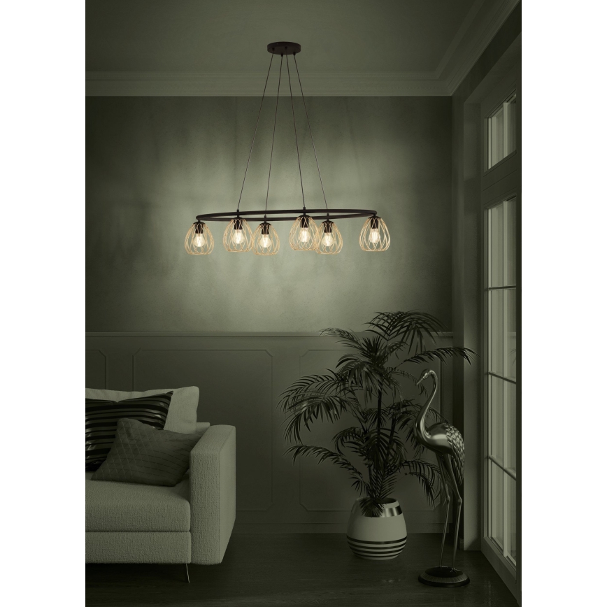 Eglo - Suspension filaire 6xE27/40W/230V noir/doré