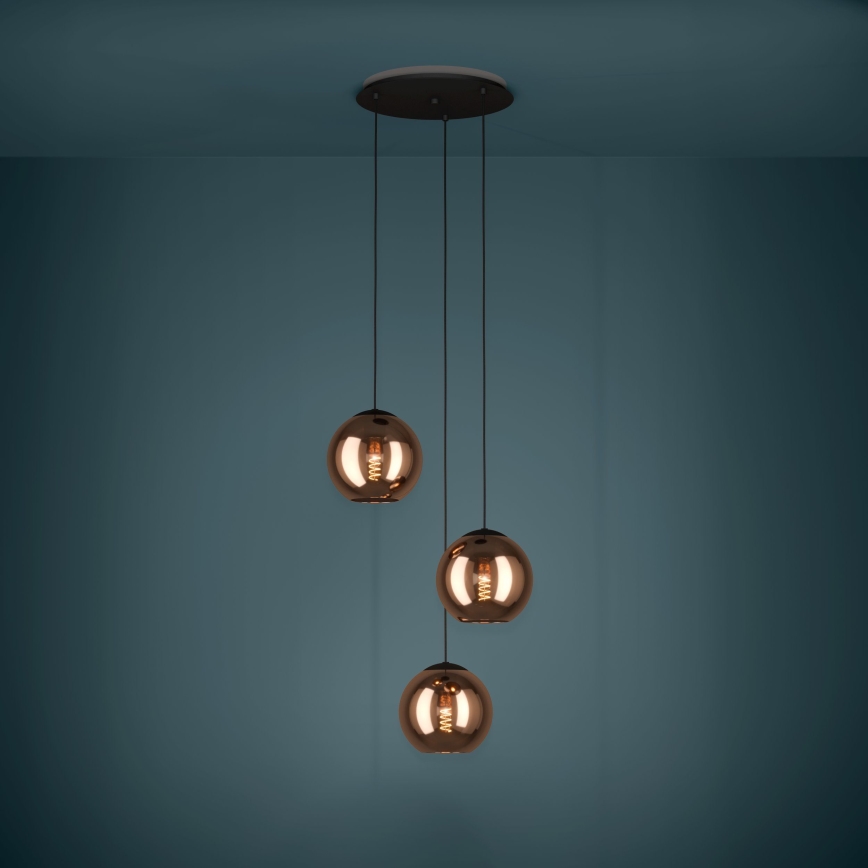 Eglo - Suspension filaire 3xE27/40W/230V cuivre