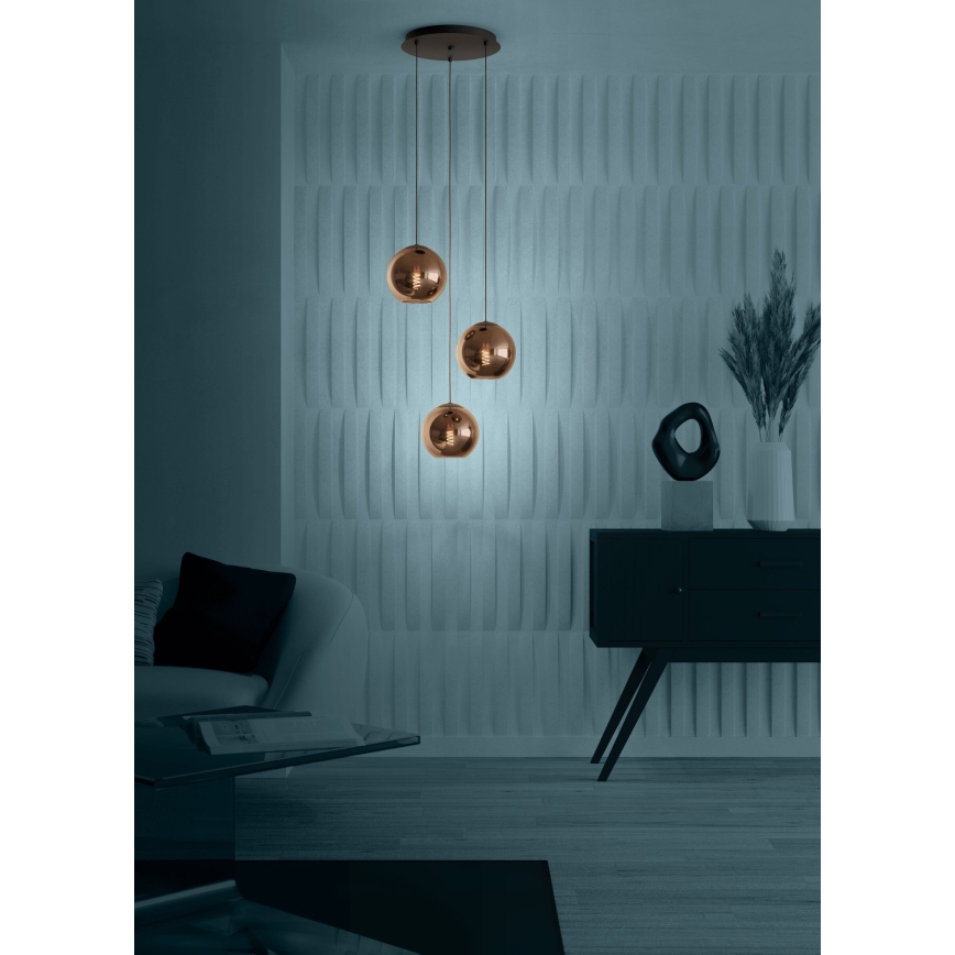 Eglo - Suspension filaire 3xE27/40W/230V cuivre