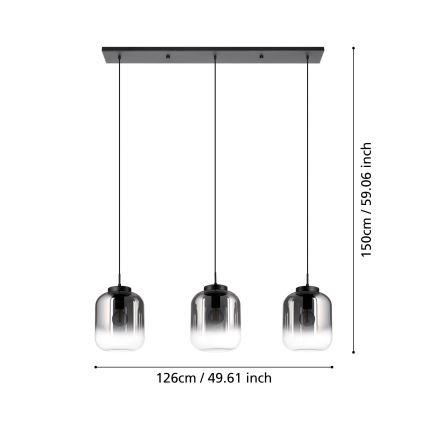 Eglo - Hanglamp aan een koord 3xE27/40W/230V gerookt