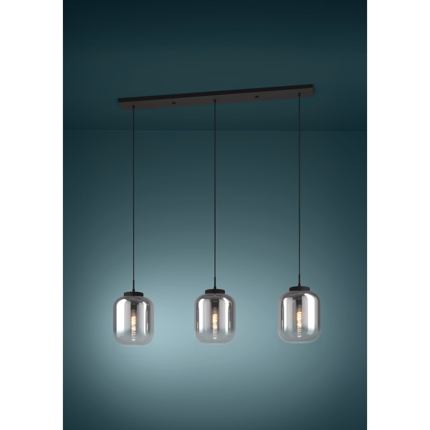 Eglo - Suspension filaire 3xE27/40W/230V fumé