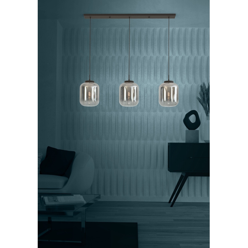 Eglo - Suspension filaire 3xE27/40W/230V fumé