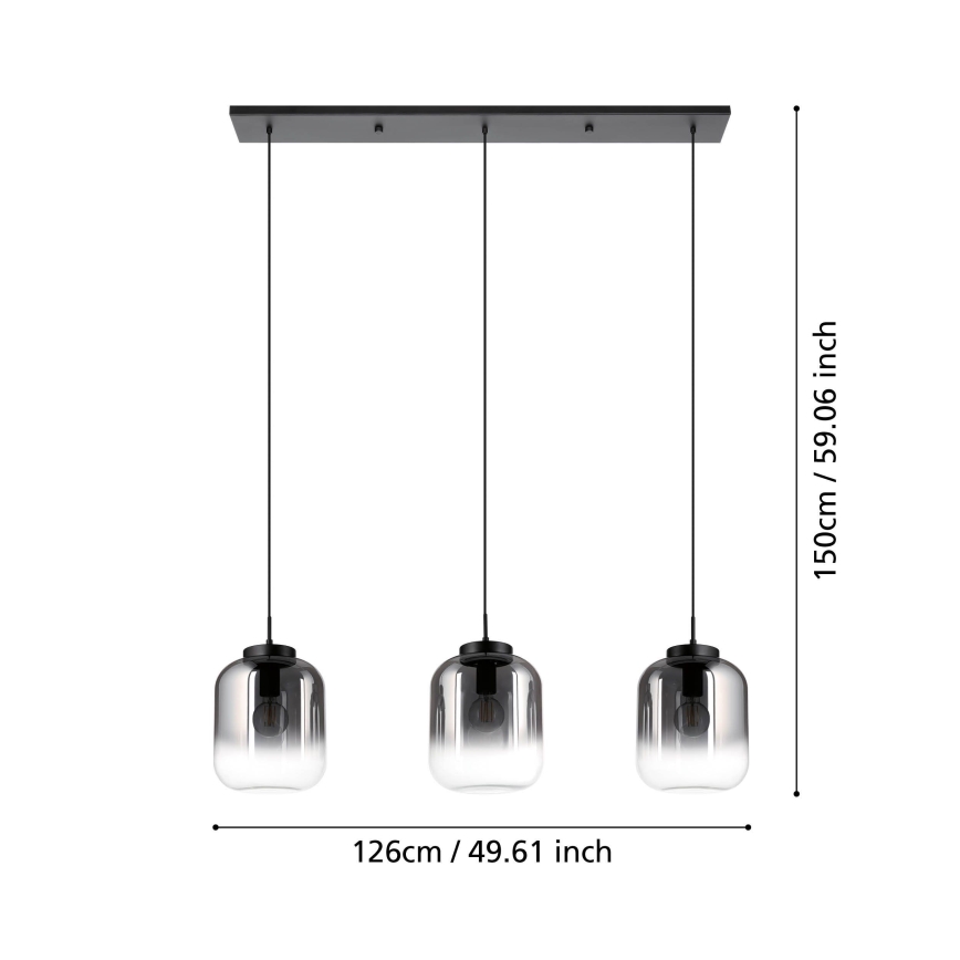 Eglo - Suspension filaire 3xE27/40W/230V fumé