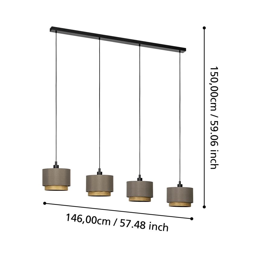Eglo - Suspension filaire 4xE27/40W/230V marron