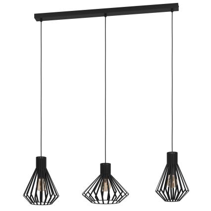 Eglo - Hanglamp aan een koord 3xE27/40W/230V zwart