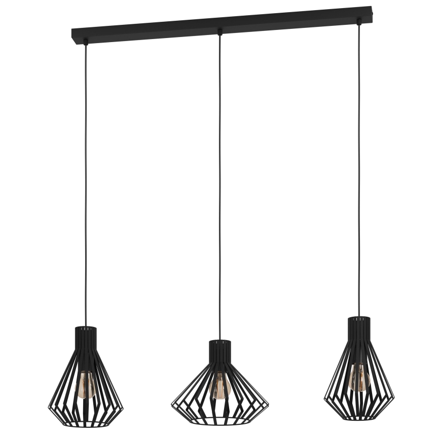 Eglo - Hanglamp aan een koord 3xE27/40W/230V zwart