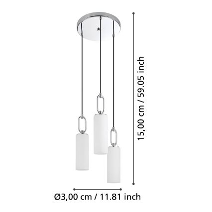 Eglo - Suspension filaire 3xE27/40W/230V chrome brillant