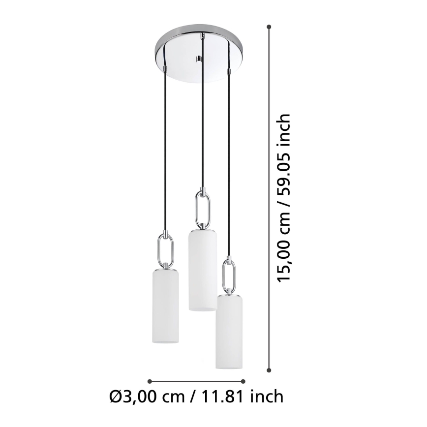Eglo - Suspension filaire 3xE27/40W/230V chrome brillant