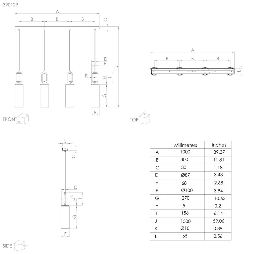 Eglo - Suspension filaire 4xE27/40W/230V chrome brillant