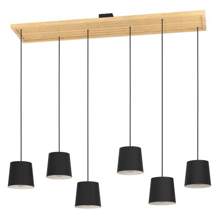 Eglo - Suspension filaire 6xE27/40W/230V noir/marron