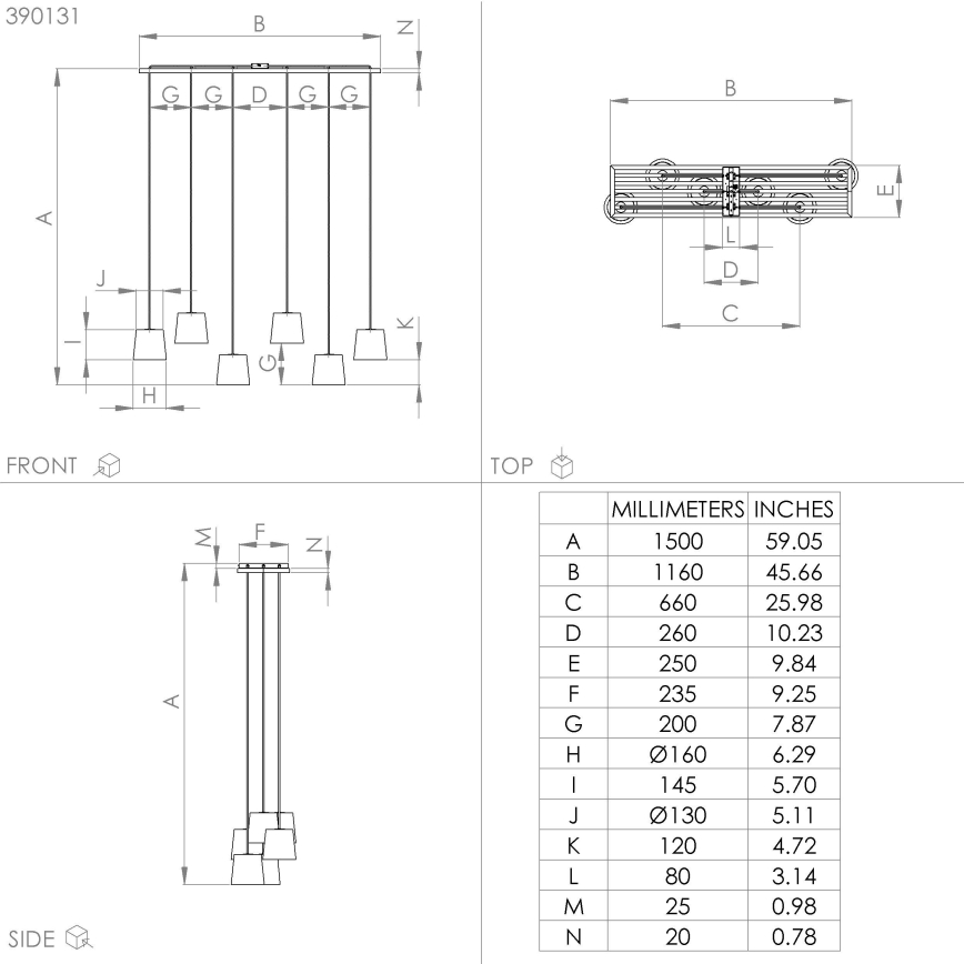Eglo - Suspension filaire 6xE27/40W/230V noir/marron