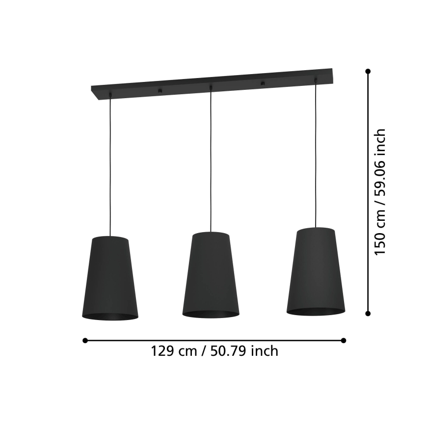 Eglo - Suspension filaire 3xE27/40W/230V noir