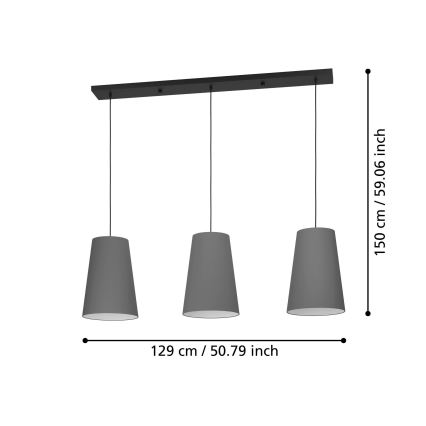 Eglo - Suspension filaire 3xE27/40W/230V gris