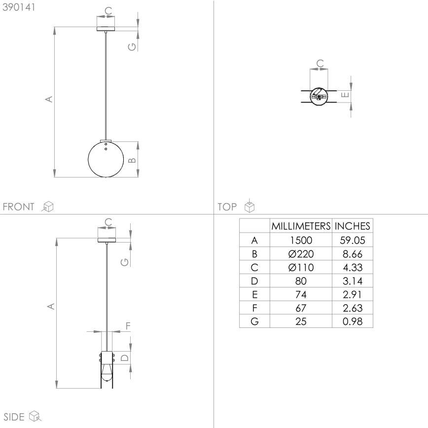 Eglo - Hanglamp aan een koord 1xE27/40W/230V gerookt