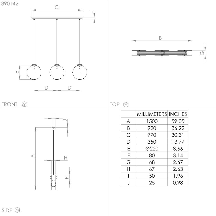 Eglo - Hanglamp aan een koord 3xE27/40W/230V gerookt
