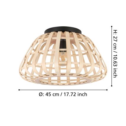 Eglo - Plafonnier 1xE27/40W/230V bambou
