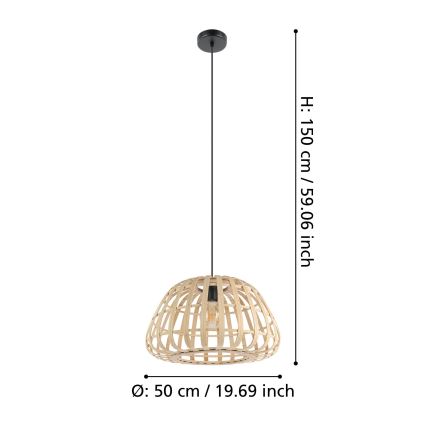 Eglo - Suspension filaire 1xE27/40W/230V d. 50 cm bambou