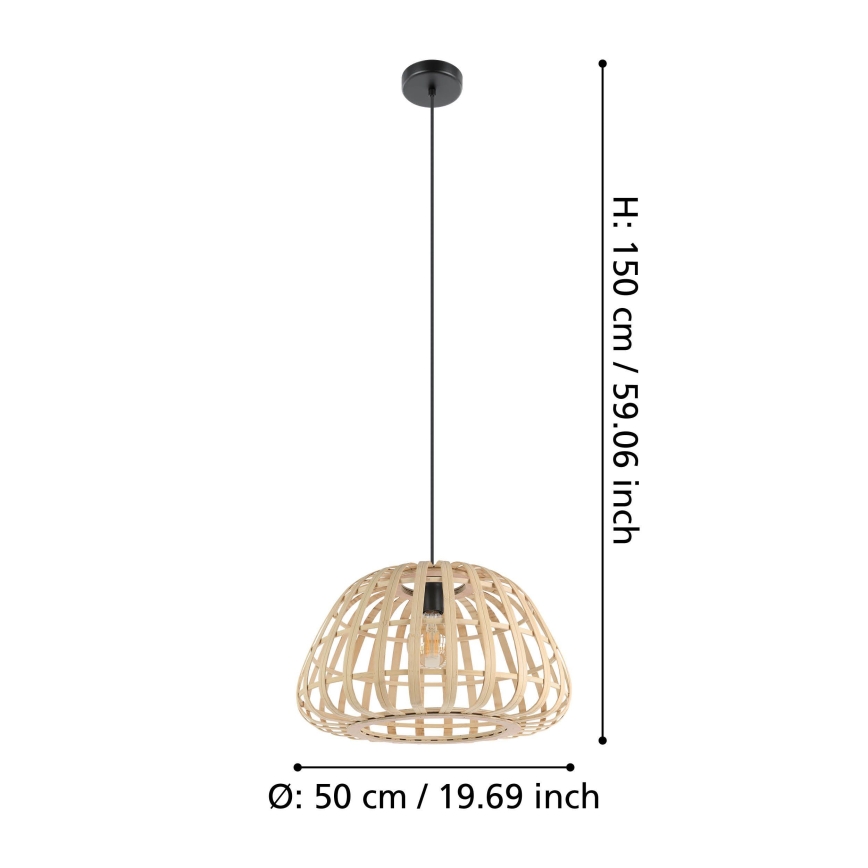 Eglo - Suspension filaire 1xE27/40W/230V d. 50 cm bambou