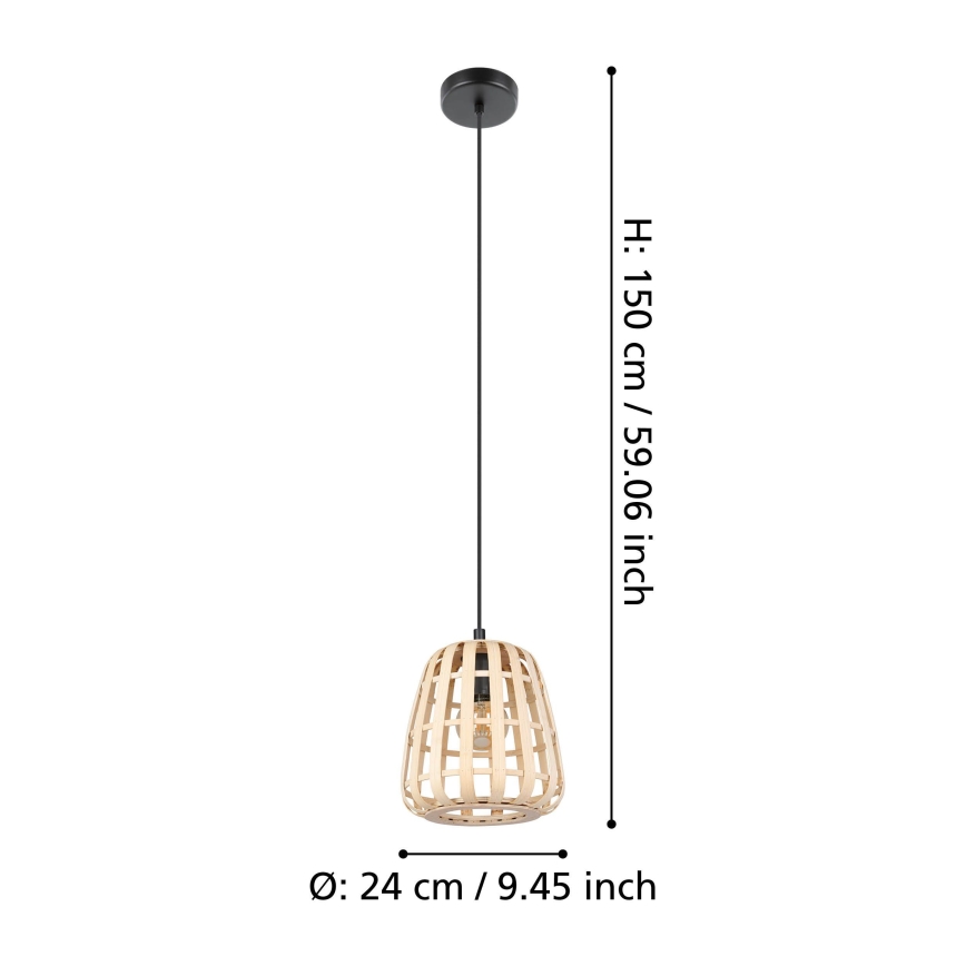 Eglo - Suspension filaire 1xE27/40W/230V d. 24 cm bambou