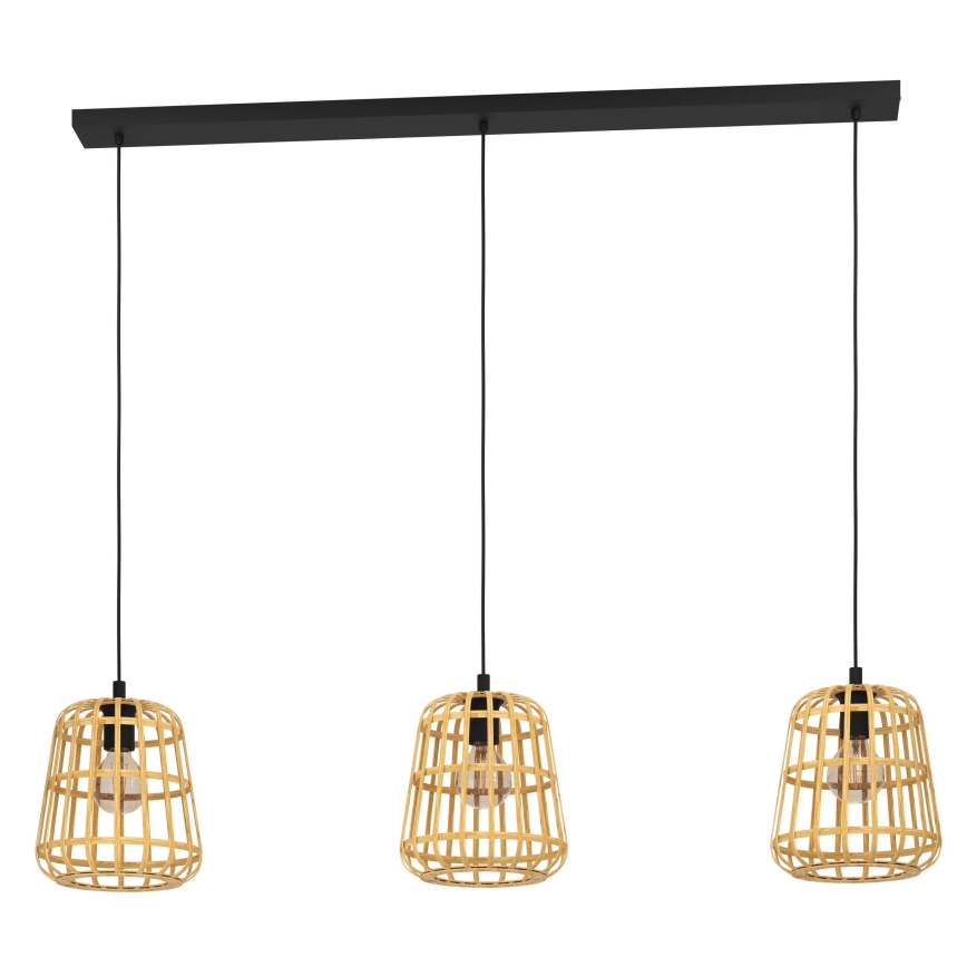 Eglo - Suspension filaire 3xE27/40W/230V bambou