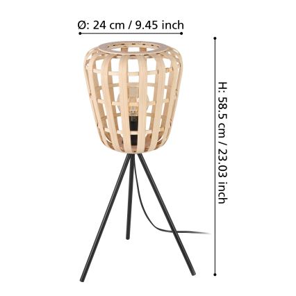 Eglo - Lampe de table 1xE27/40W/230V bambou