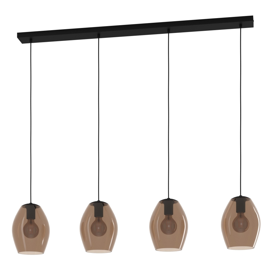 Eglo - Suspension filaire 4xE27/40W/230V marron